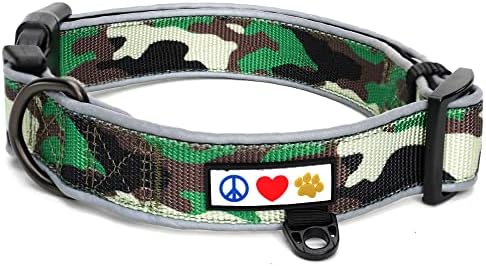 Pawtitas Camo Green/Black Padded Dog Collar, Large