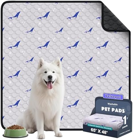 Washable Pee Pads for Dogs, 1 Pack Puppy Pads, Super Absorbent & Leakproof with Anti-Slip Bottom for Dog Training, Crates, Car, Pet Pee Pads, and Furniture Protection, 65"x48"