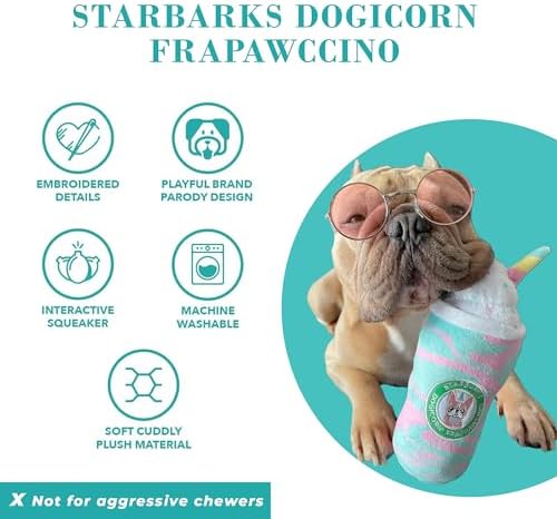 Haute Diggity Dog Starbarks Dogicorn Frapawccino Plush Dog Toy Drink Parody