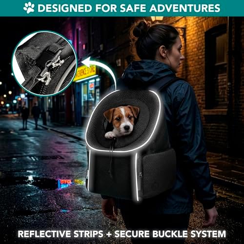 PetAmi Dog Carrier Backpack, Hands Free Front Pet Carrier, 10 lbs, Black