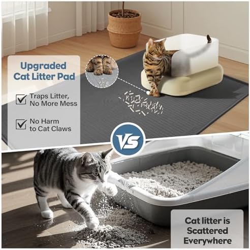 Lorvain Cat Litter Mats,45"x30" Extra Large Silicone Cat Mat for Litter Box