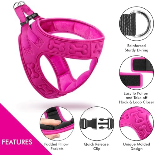 Comfort fit Step-in Dog & Puppy Harness - Comfortable All Weather Dog Vest Harness: Adjustable, Soft Padded, Easy to Put-on for Small, Medium-Sized Dogs.