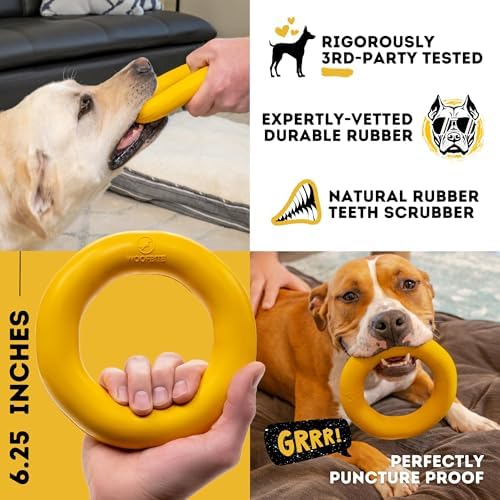 Indestructible Dog Chew Toy - Lifetime Replacement - Durable Toy for Aggressive Chewers - Safe Non-Toxic Natural Rubber - Chew, Tug & Fetch - Tough, Heavy Duty - Med/Large Breed, 6.5”x1.25”