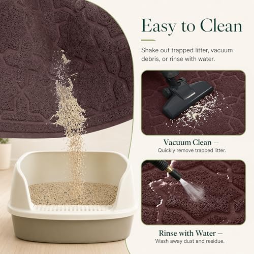 Yimobra Cat Litter Mat, Waterproof Litter Trap Mat, 35.4x23.6, Dark Coffee