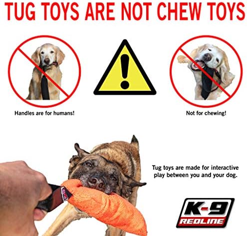 REDLINE K-9 Orange French Linen 3" x 4" 1 Handle Pocket tug Toy Bundle of 2 Dog Tug Toy
