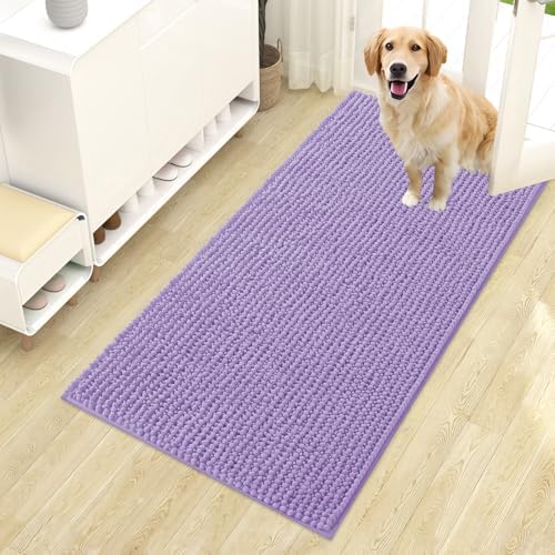 OLANLY Dog Door Mat for Muddy Paws 44x24, Extra Absorbent Chenille Mud Mat