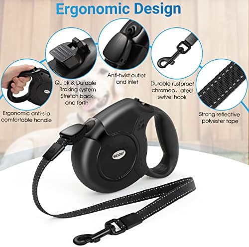 360°No Tangle 26 Ft Retractable Dog Leash for Dogs up to 99lbs