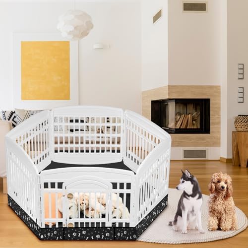Marsui Dog Playpen Bottom Pad Fits for 36inch W and 24inch H 6 Panels Exercise Pet Dog Mat Puppy Crate Pad Reusable Washable Pet Training Pee Mat Hoop and Loop Design, Playpen Not Included(Black)