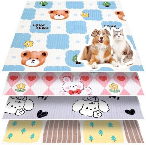 4 Pack Whelping Pads for Dogs, Round Whelping Pads Washable and Waterproof ,Reusable Pet Pee Pads Puppy Training Pad Whelping Floor Pad Whelping Supplies for Dogs (48", Square,Plaid)