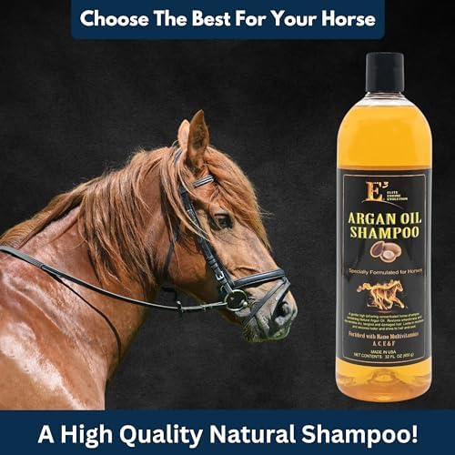 E3 Argan Oil Shampoo - Luxurious Pet Grooming Solution for Nourished & Rejuvenated Coat - Enriched with Hydrating Argan Oil for Lustrous Shine - Ideal for Horses - Deep Conditioning, Brown