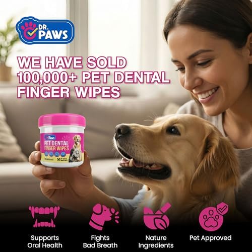 Pet Dental Finger Wipes - Natural Ingredients, Easy to Use Dog Teeth Cleaning Wipes for Effective Dog Teeth Cleaning - Ideal Dog Dental Wipes for Optimal Oral Hygiene