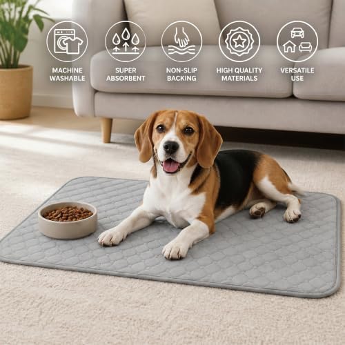 Washable Pee Pads for Dogs, 18x24 Light Grey 4 Pack