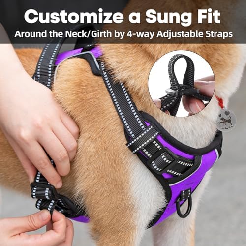 PoyPet No Pull Dog Harness Medium, Reflective Vest with Front Clip & Handle