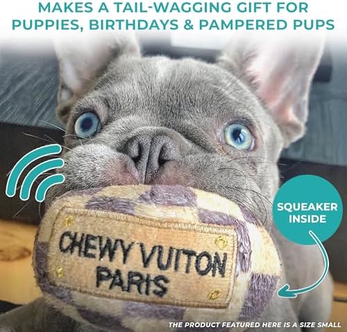 Haute Diggity Dog Chewy Vuiton Ball Plush Dog Toy, Designer Parody Toy