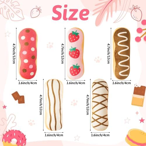 5Pcs Eclair Catnip Toys, Plush Interactive Cat Toy Set for Indoor Cats