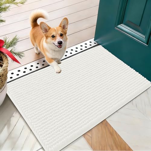 OLANLY Dog Door Mat for Muddy Paws 24x16, Extra Absorbent Chenille Mud Mat
