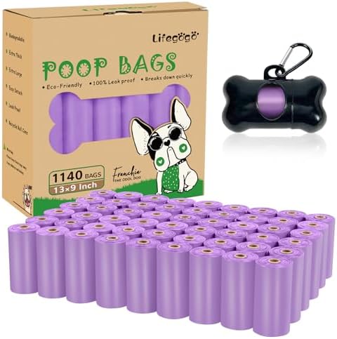 Dog Poop Bags Rolls: Large Leak Proof Hands Stay Clean Easy Tear 1140Count