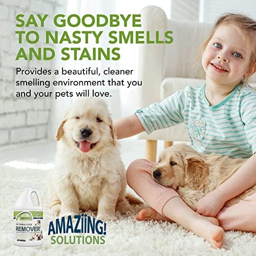 Pet Stain and Odor Remover - Enzyme Cleaner, Pet Urine Odor Eliminator Refill - Floor & Carpet Cleaner, Pet Deodorizers For Home, Fabric Freshener W/Fresh, Clean Scent, 1 Gallon
