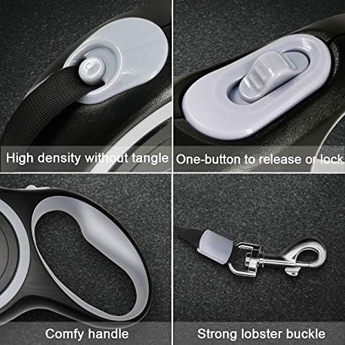 Retractable Dog Leash, 16ft Small Medium Breed - Walking Jogging Leashes - Perfect for Puppy Up to 44lb - One Button Brake & Lock, Comfortable Handle, Tangle Free and Anti-Slip for Girls