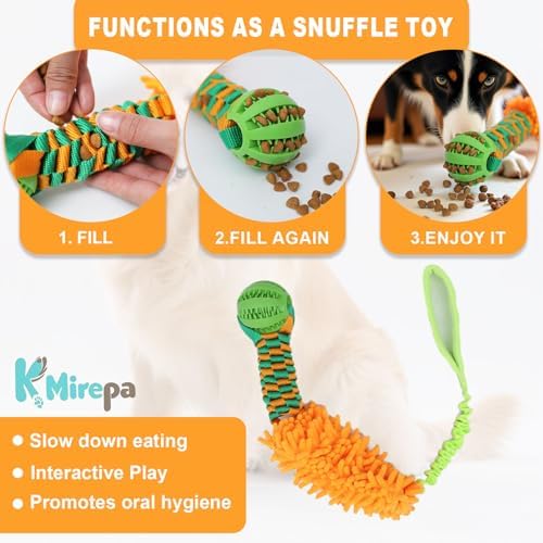 Dog Tug Toy - Interactive Dog Rope Toys, Stretchy Bungee Handle, Strong Squeak Rope Toy for Large Dogs, Puppies, Middle Dogs (Orange)