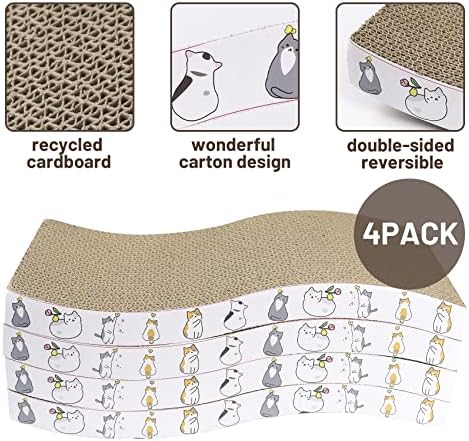 PatiencET Cat Scratcher Cardboard 4 Pack Cat Scratch Pad