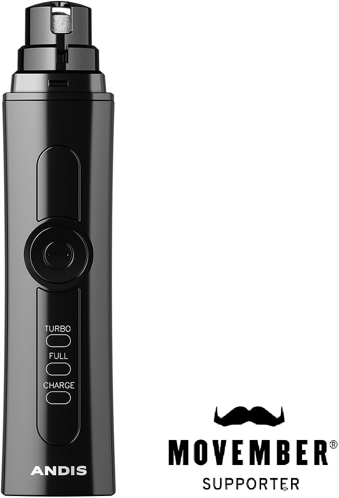 Andis 66750 Professional 2-Speed Cord/Cordless Nail Grinder, Black | Dual-speed motor, fine-grit & premium grindstones, rechargeable dog nail clipper alternative
