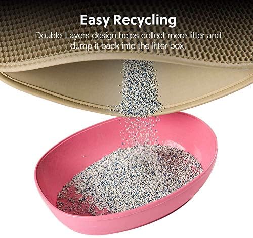 WePet Cat Litter Mat, Kitty Litter Trapping Mat, Honeycomb Double Layer Mats, No Phthalate, Urine Waterproof, Easy Clean, Scatter Control, Catcher Litter Tray Box Rug Carpet