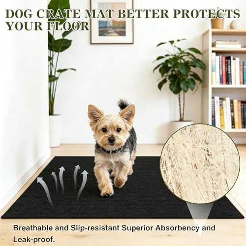 Mat for Under Dog Crate Washable Dog Crate Mat Pet Mats for Floor Waterproof Dog Mat Non-Slip Pads for Kennel Training Protect Floors (47" x 24" x 0.22")