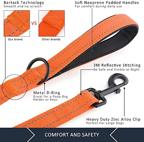 Plutus Pet Double Handle Dog Leash, 4 FT Long, for Medium Large Dogs