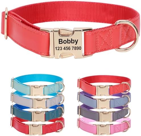 Microfiber Leather Nylon Personalized Dog Collars with Name