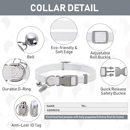 GAMUDA Small Pet Harness Collar and Leash Set, Step in No Chock No Pull Linen Fabric Soft Mesh Dog Vest Harnesses Reflective for Dogs Puppy Cats Kitten Rabbit (White, XXS)