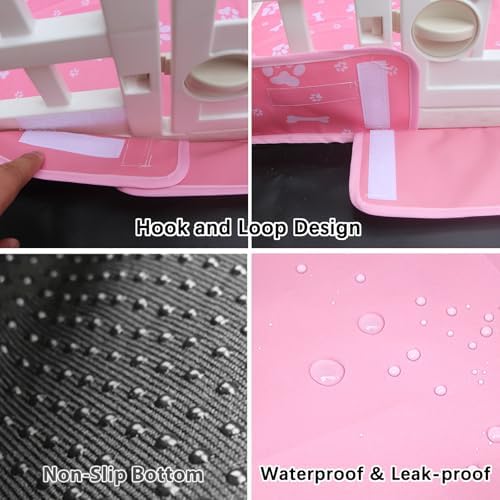 2 Pack Dog Playpen Bottom Pad Fits for 36 Inch 4 Panels Exercise Pet Playpen, Dog Crate Pad Puppy, Hoop and Loop Design (Note: Playpen Not Included). (Pink)