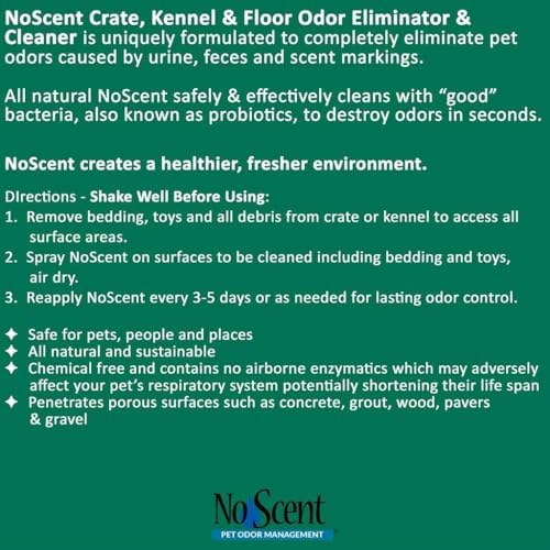 No Scent Crate Kennel & Floor Cleaner for Dog Run, Cat Carrier, Hard Surface Pet Odor & Stain Management (128 Fl Oz / 3.8 Liter) Gallon