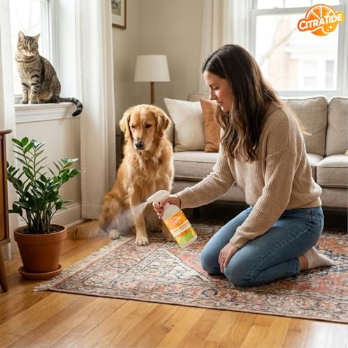 Urine Deterrent Spray for Dogs & Cats – Heavy Duty Plant-Based Formula Prevents Marking on Floors, Furniture & Carpets – Natural Citrus & Cedarwood Scent – Safe for Pets & Home – 32 fl oz