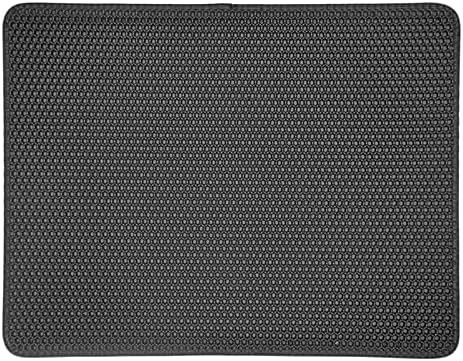Cat Litter Mat Kitty Litter Trapping Mat Honeycomb Mats Waterproof Double Layer Anti Tracking Kitty Mats Catcher Litter Tray Box Rug Carpet (19.7'' x 15.7'', black)