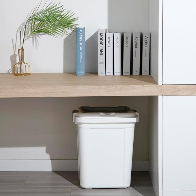 Ashfield & Harkness Airtight Pet Food Storage Container, 23 Qt / 20 Lbs | BPA-free HDPE, slim white/grey design, scoop included, 14.5"x10.5"x17", keeps dry dog & cat food fresh