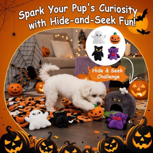Hollypet Squeaky Hide and Seek Dog Toys for Small and Medium Dogs, Grave