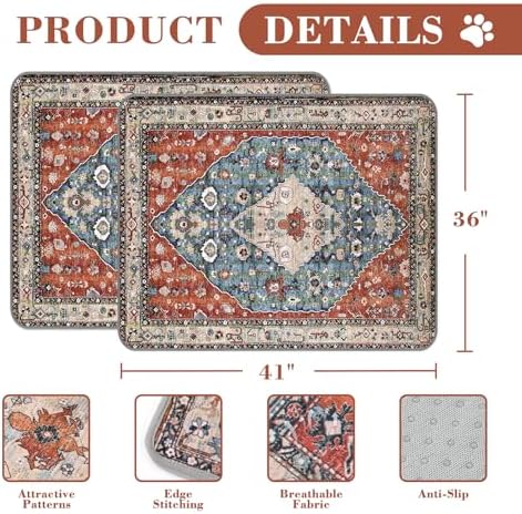 Washable Pee Pads for Dogs, 2 Pack Reusable Puppy Pads Absorbent Training Pads for Dogs Waterproof Dog Mat Non-Slip Whelping Pet Mat (Red, 36“×41”-2Pack)
