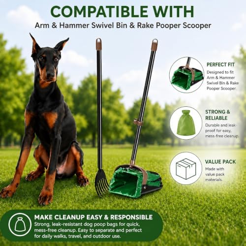 T-shirt Green Plastic Bag (600 ct.) Small Can Liners Doggy Poop Bags Compatible with Arm & Hammer Swivel Bin & Rake pooper scooper Thank You Grocery Shooping Size Multipurpose Bags