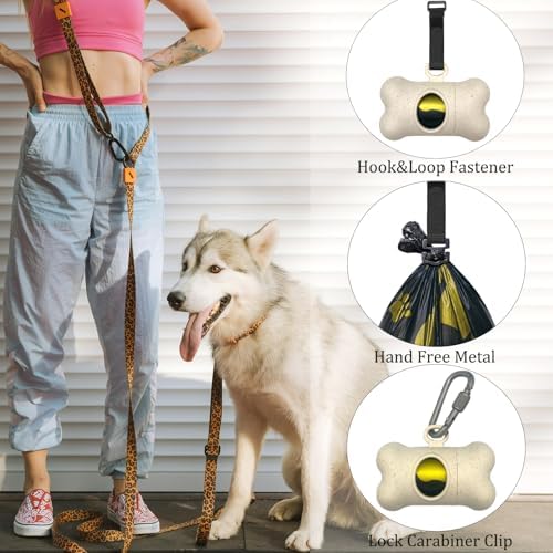 Bone Shaped Dog Waste Bag Dispenser with Leakproof Bags, 2 Holders, 30 Bags, Beige