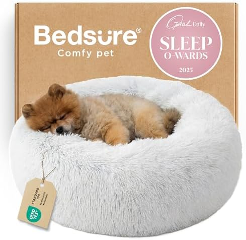 Bedsure Calming Small Dog Bed Donut Washable Cat＆Puppy Bed,23 inches