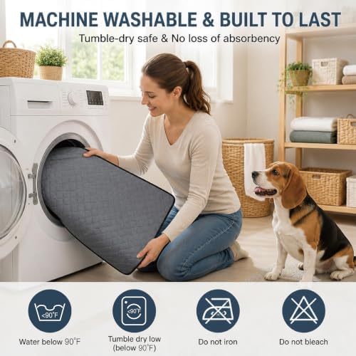 Washable Pee Pads for Dogs, 18x24 Dark Grey 4 Pack