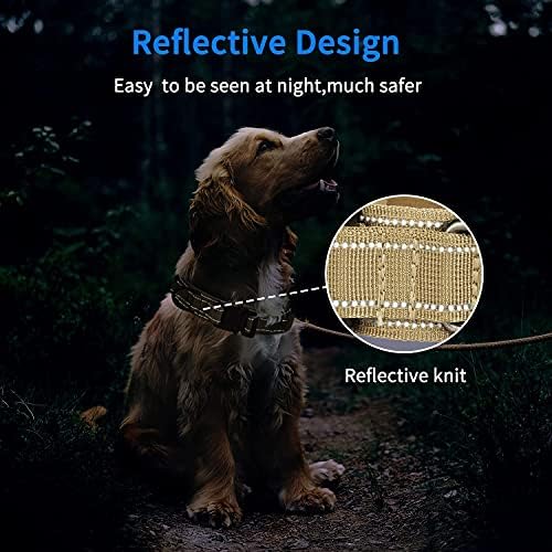 Reflective Tactical Dog Collar Adjustable for Training and Service K9 Dog Collar with Military Nylon Heavy Duty Metal Buckle and Control Handle for Medium and Large Dogs,1.5" Width Brown XL