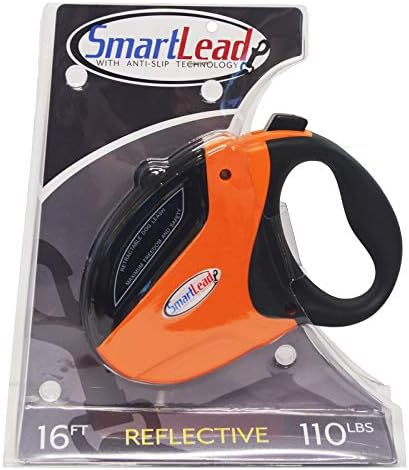 SmartLead RetraCountable Dog Leash, 16 ft, Up to 110 Lb, Orange