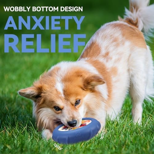 Dog Lick Bowl, Bestalk Wobbly Freeze Bowl Enrichment Feeder for Dogs, Anxiety Relief Lick Mat Puzzle Toy for Distraction, BPA Free Silicone, Dishwasher Safe(Dark Blue,L)