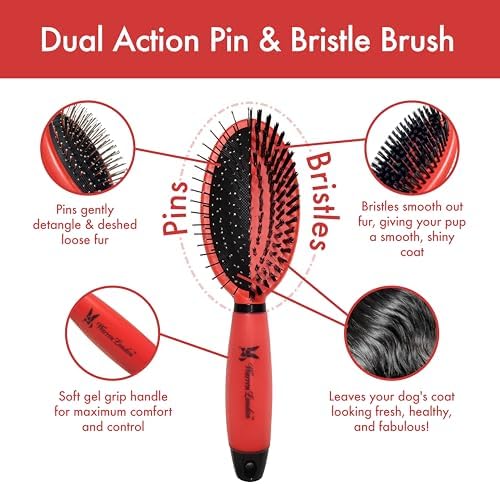 Warren London 2-in-1 Pin & Bristle Slicker Brush for Dogs & Cats