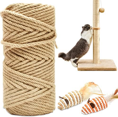 164FT 1/4 Inch Cat Scratching Sisal Rope for Cat Trees & Posts
