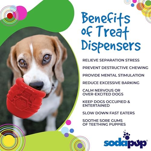 SodaPup Honey Pot – Durable Dog Treat Dispenser & Enrichment Toy Made in USA from Non-Toxic, Pet Safe, Food Safe Natural Rubber Material for Mental Stimulation, Problem Chewing, Calming Nerves, & More