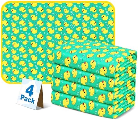 4'Pcs Washable Pee Pads, Reusable Puppy Pet Training Pads, Waterproof Dog Crate, Whelping Pad, Non-Slip Protects Against Urine Leakage Green Medium