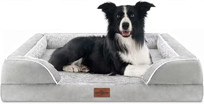Comfort Expression Orthopedic Dog Beds for Large Sized Dog with Bolster | Waterproof Dog Couch Bed with Washable Cover & Non-Slip Bottom, Supportive Egg Crate Foam Large Pet Bed, 36x27 Inch